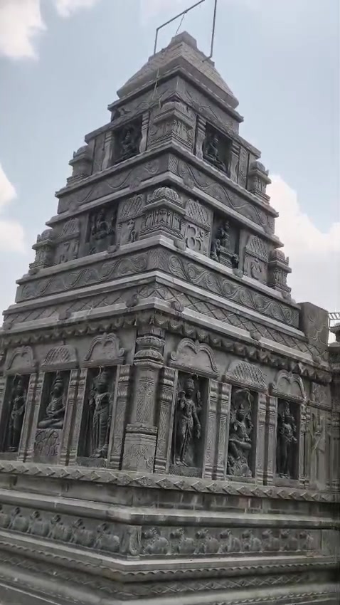 Close detail of a carved temple tower